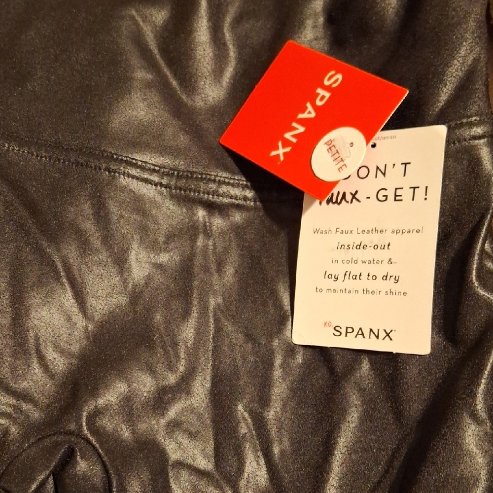 SPANX Glossy Black Faux Leather Leggings